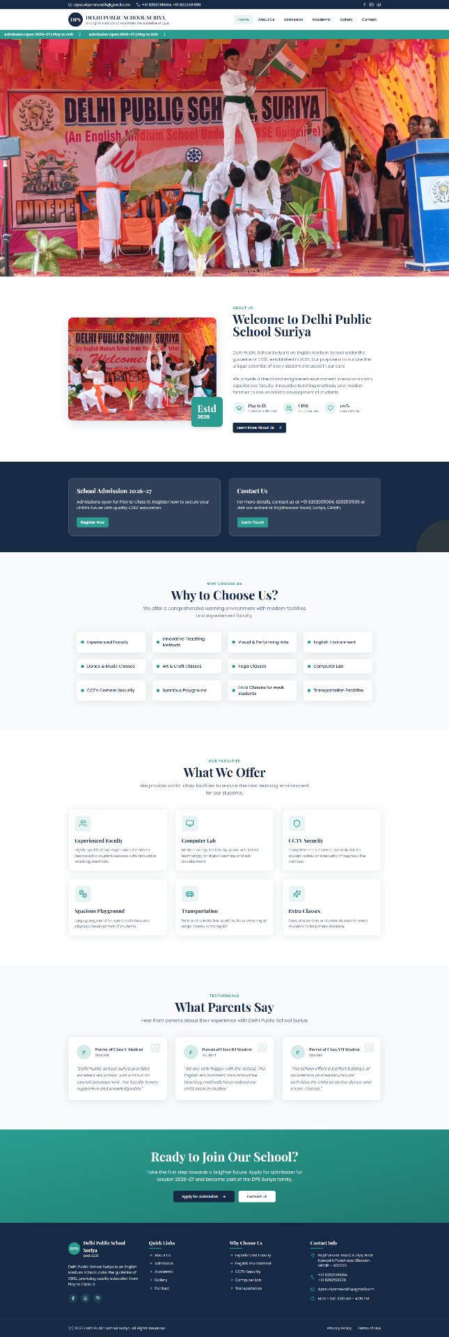 Delhi Public School, Suriya — Education · Web Design