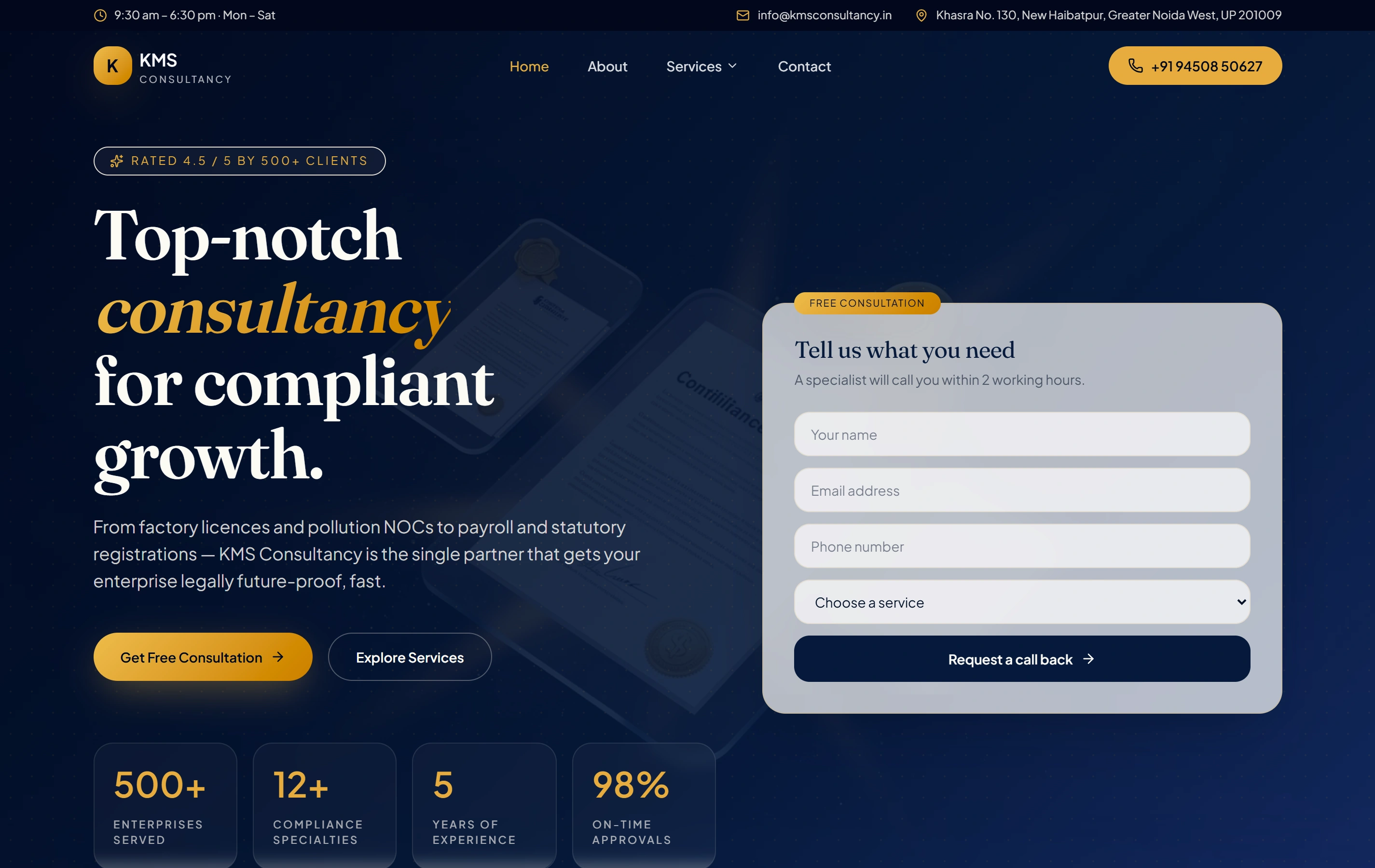 KMS Consultancy website